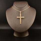10k Yellow Gold 3.5CTW Natural Baguette Diamond 7.7g Cross Pendant Charm